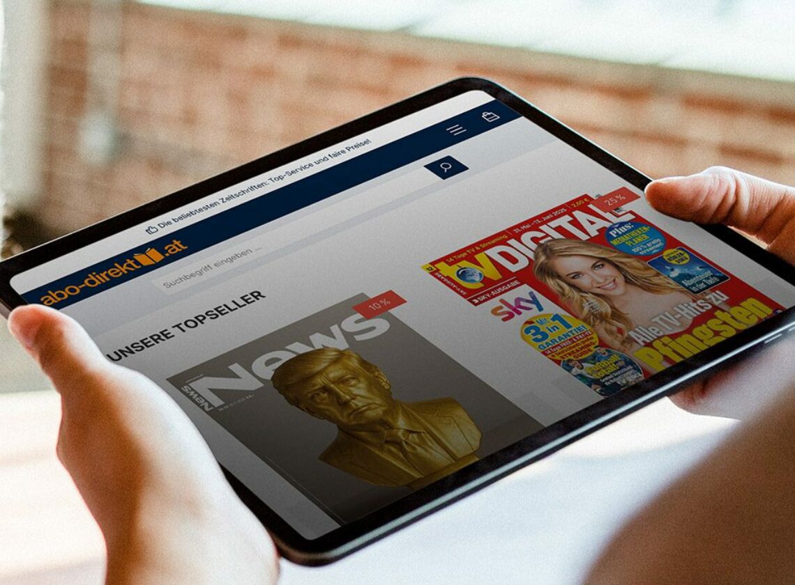Ansichts eines Tablets mit der Internetseite "abo-direkt.at"