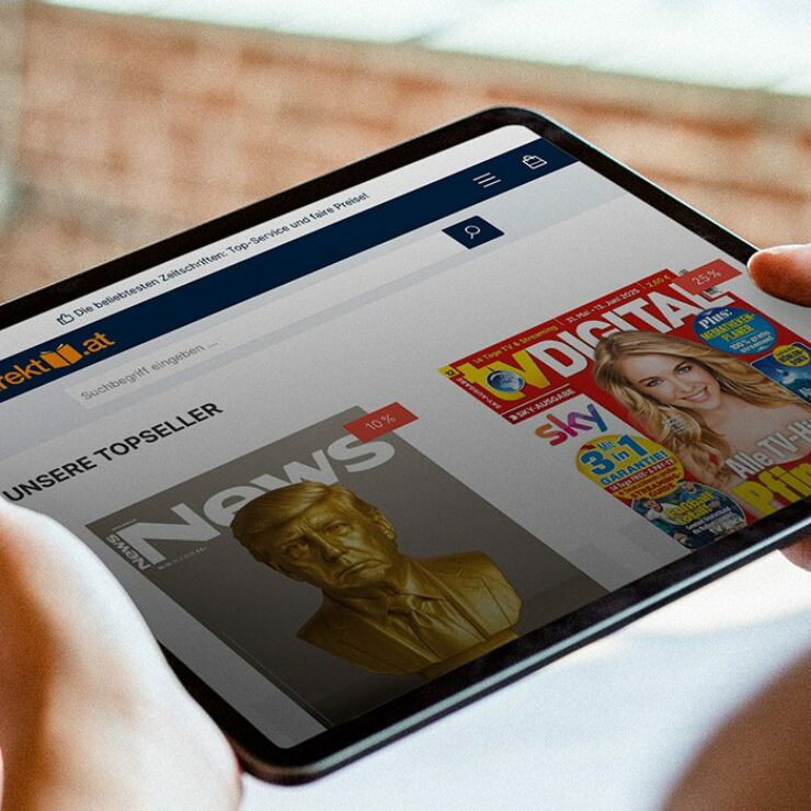 Ansichts eines Tablets mit der Internetseite "abo-direkt.at"